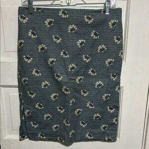 LOFT Gray Ribbed Pencil Skirt Knee-Length